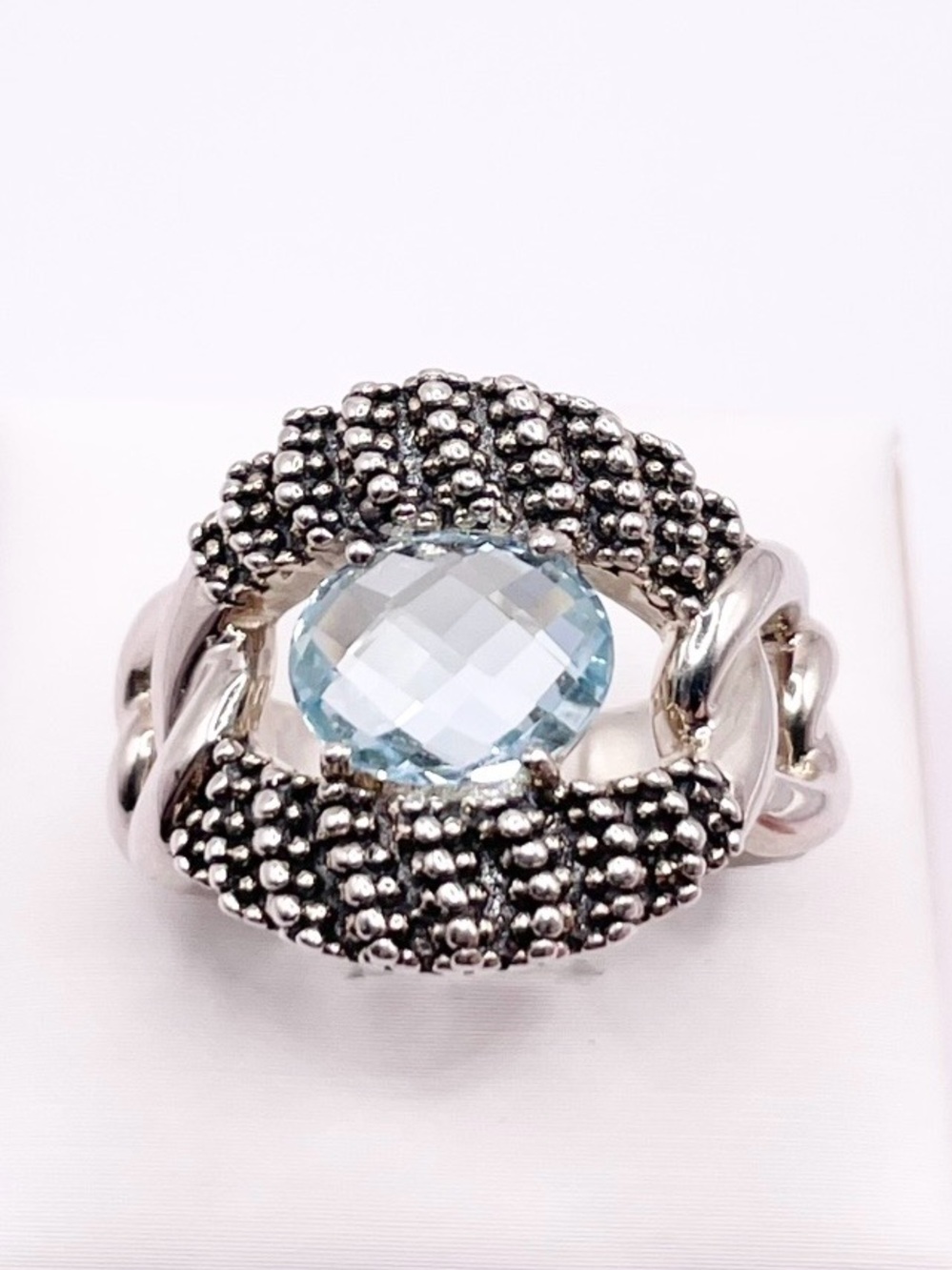 Size 9 Blue Topaz 925 Sterling Silver Statement Ring